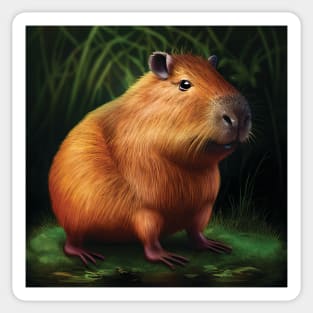 Cute Capybara in Grass Sticker